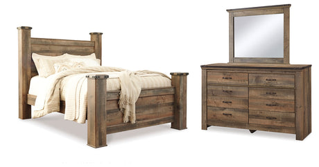 Trinell Queen Poster Bed, Dresser and Mirror from Ashley - Luna Furniture