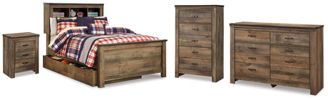 Trinell Brown Full Bookcase Storage Bed, Dresser, Chest and Nightstand from Ashley - Luna Furniture