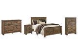 Trinell Brown Queen Panel Bed with Dresser, Chest and Nightstand from Ashley - Luna Furniture