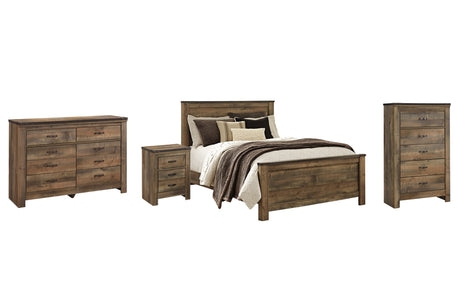 Trinell Brown Queen Panel Bed with Dresser, Chest and Nightstand from Ashley - Luna Furniture