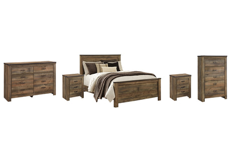 Trinell Brown Queen Panel Bed with Dresser, Chest and 2 Nightstands from Ashley Furniture - Luna Furniture