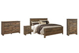 Trinell Brown King Panel Bed with Dresser, Chest and Nightstand from Ashley Furniture - Luna Furniture
