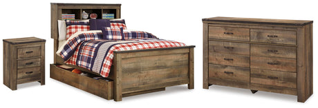 Trinell Brown Full Bookcase Storage Bed, Dresser and Nightstand from Ashley Furniture - Luna Furniture
