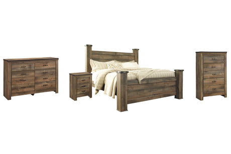 Trinell Brown King Poster Bed with Dresser, Chest and Nightstand from Ashley Furniture - Luna Furniture