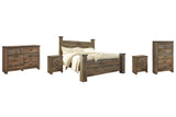Trinell Brown King Poster Bed with Dresser, Chest and 2 Nightstands from Ashley Furniture - Luna Furniture