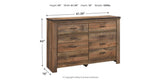 Trinell Brown Queen Poster Bed, Dresser, Mirror, Chest and 2 Nightstands from Ashley - Luna Furniture