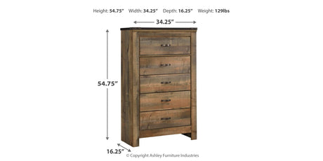 Trinell Brown Queen Panel Headboard Bed with Mirrored Dresser and Chest from Ashley - Luna Furniture