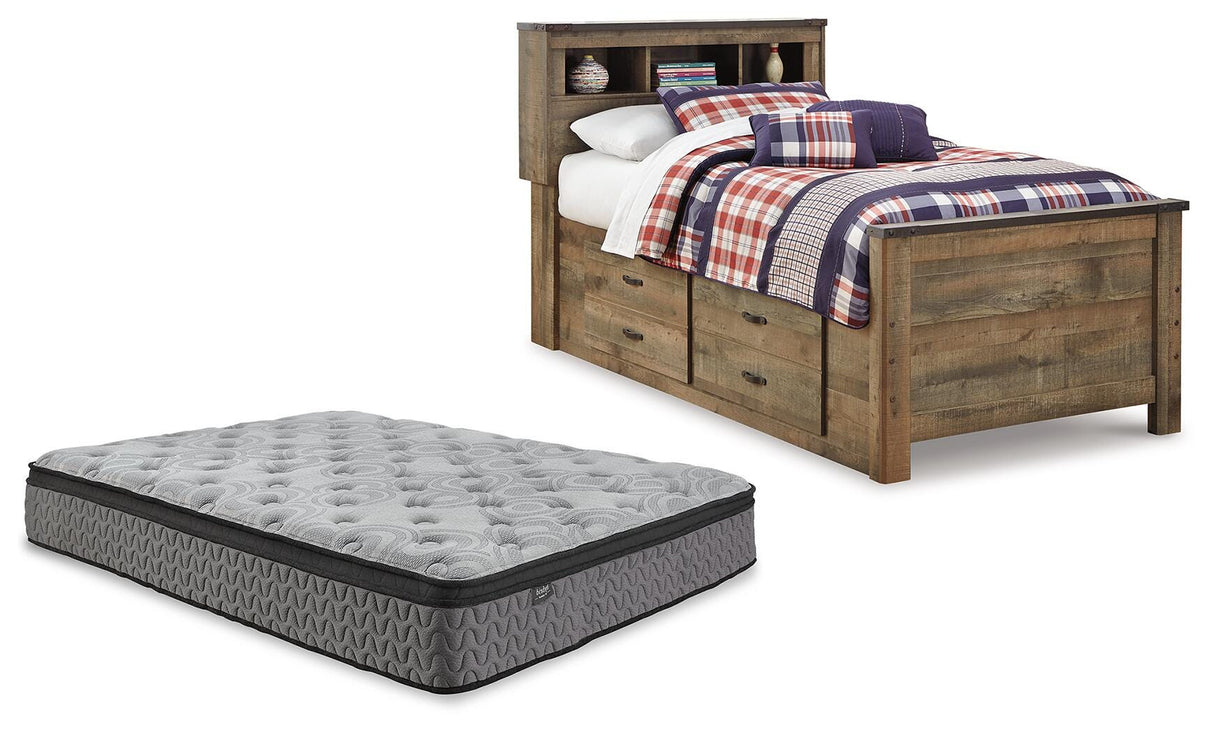 Trinell Brown Twin Bookcase Bed with Mattress from Ashley - Luna Furniture
