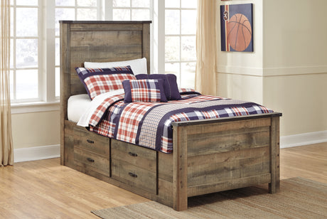 Trinell Brown Twin Storage Platform Bed with 2 Drawers from Ashley Furniture - Luna Furniture