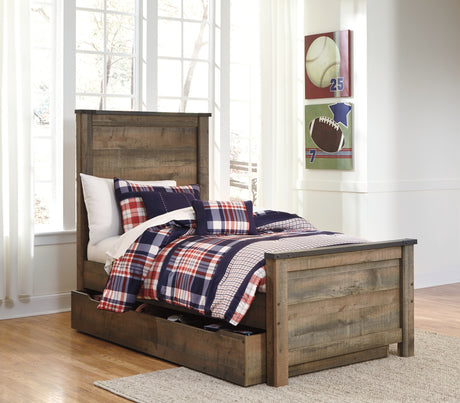 Trinell Brown Twin Storage Platform Bed with 1 Large Drawer from Ashley Furniture - Luna Furniture