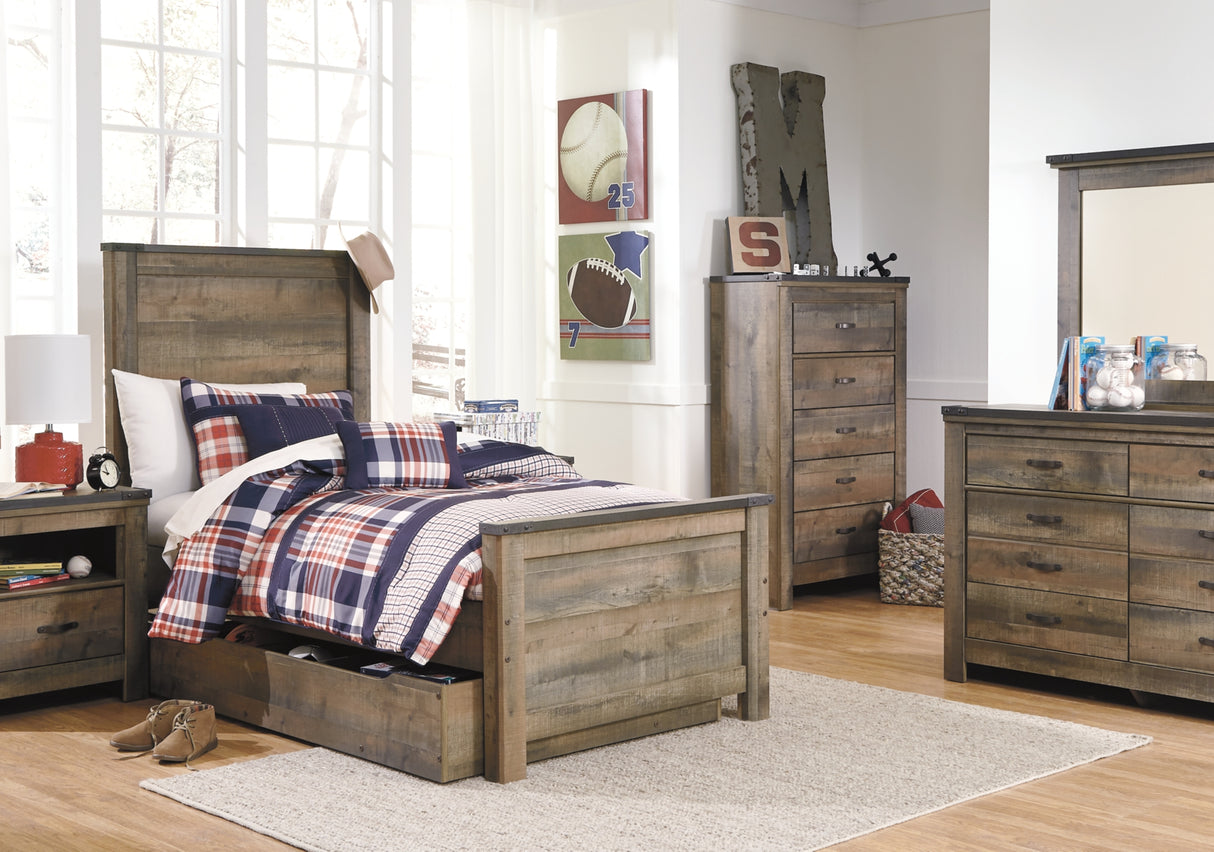 Trinell Brown Twin Storage Platform Bed with 1 Large Drawer from Ashley Furniture - Luna Furniture