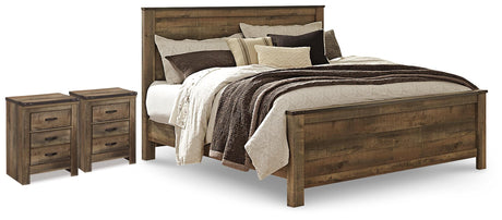 Trinell Brown King Panel Bed and 2 Nightstands from Ashley - Luna Furniture