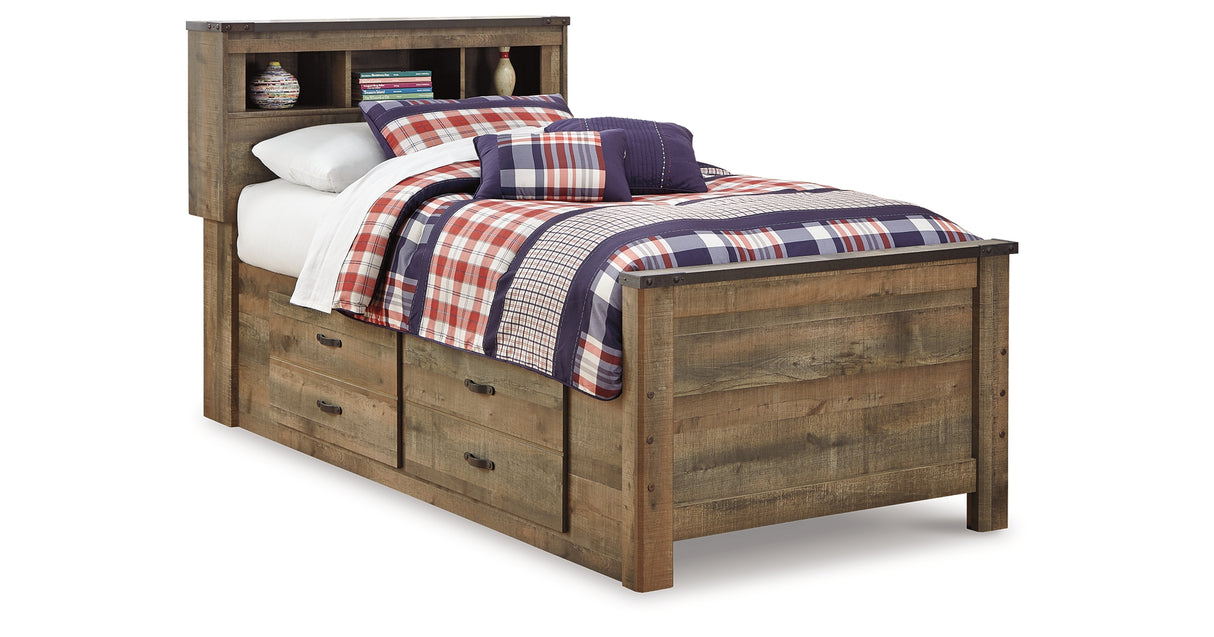 Trinell Brown Twin Bookcase Storage Bed, Dresser, Mirror and Nightstand from Ashley - Luna Furniture
