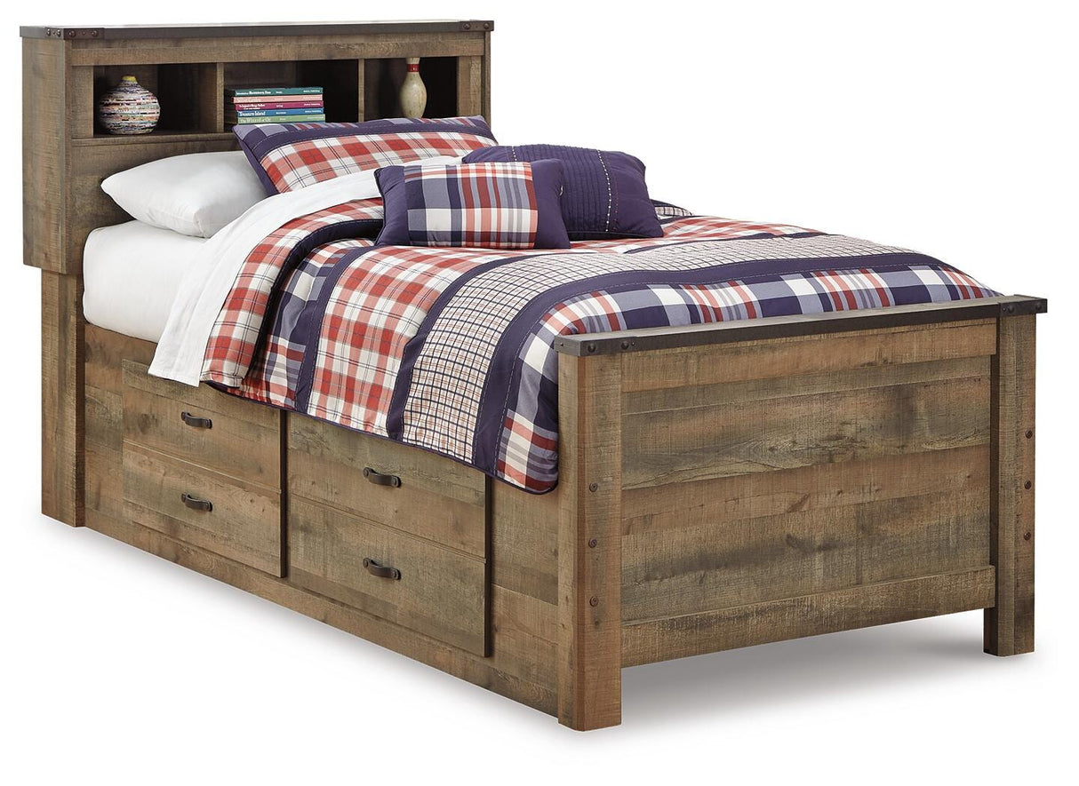 Trinell Brown Twin Bookcase Bed with Mattress from Ashley - Luna Furniture