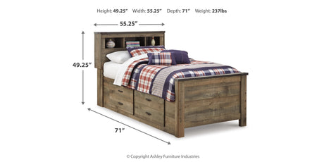 Trinell Brown Twin Panel Bed with Storage and Nightstand from Ashley - Luna Furniture