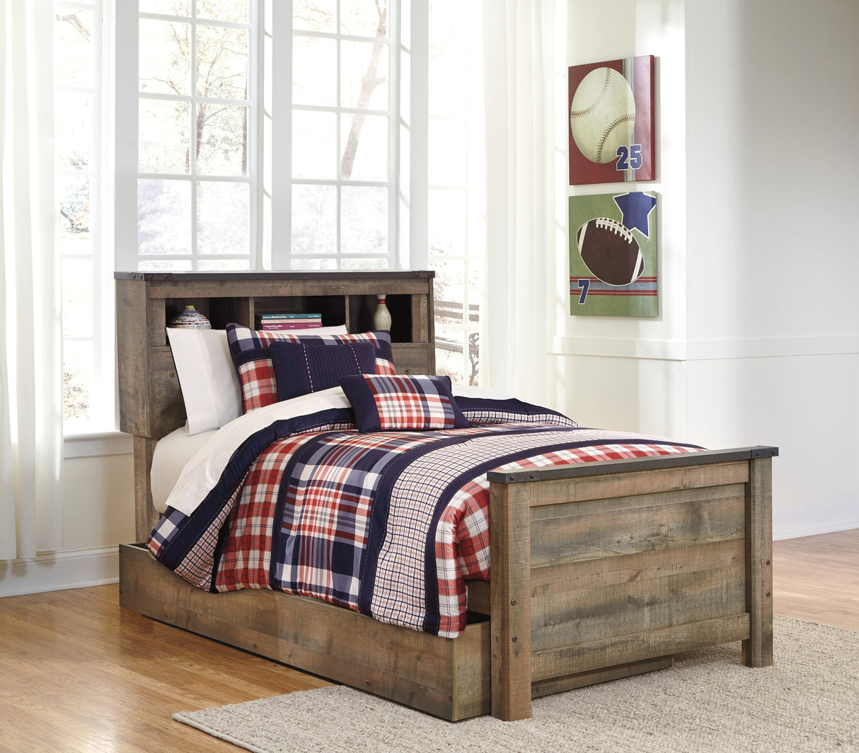 Trinell Brown Twin Bookcase Storage Platform Bed with 1 Large Drawer from Ashley Furniture - Luna Furniture