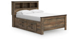 Trinell Brown Full Bookcase Storage Platform Bed with 2 Drawers from Ashley - Luna Furniture