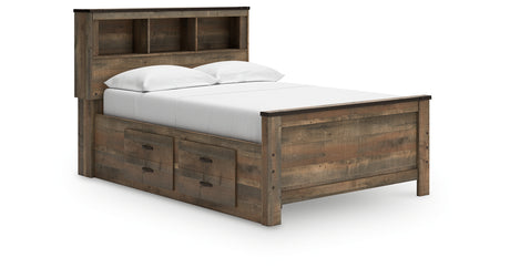 Trinell Brown Full Bookcase Storage Platform Bed with 2 Drawers from Ashley - Luna Furniture