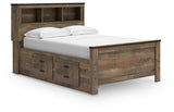 Trinell Brown Full Bookcase Storage Platform Bed with 2 Drawers from Ashley - Luna Furniture