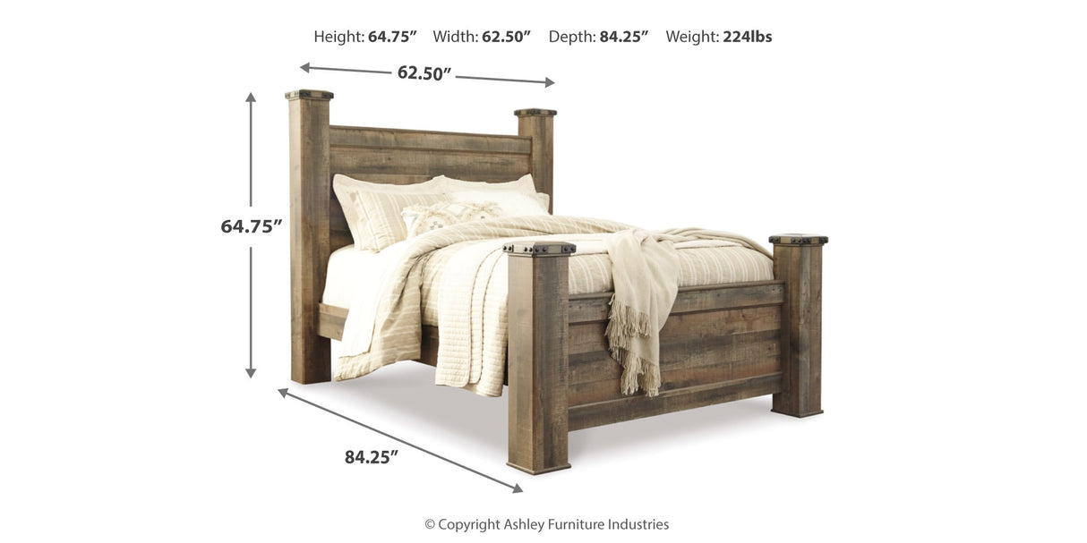 Trinell Brown Queen Poster Bed and Nightstand from Ashley Furniture - Luna Furniture