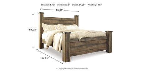 Trinell Brown King Poster Bed, Dresser, Mirror and Nightstand from Ashley - Luna Furniture