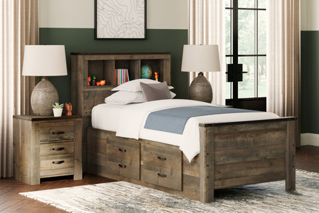 Trinell Brown Twin Bookcase Storage Platform Bed with 2 Drawers from Ashley Furniture - Luna Furniture