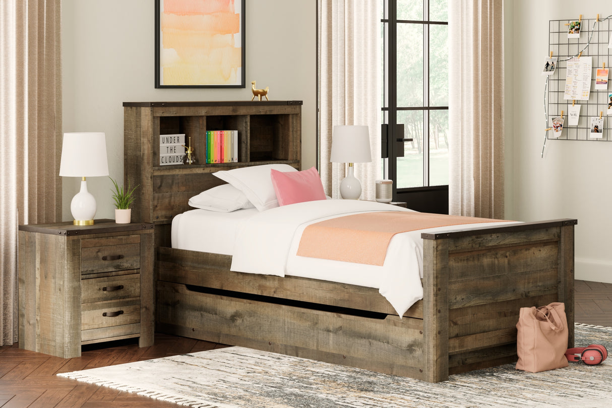 Trinell Brown Twin Bookcase Storage Platform Bed with 1 Large Drawer from Ashley Furniture - Luna Furniture