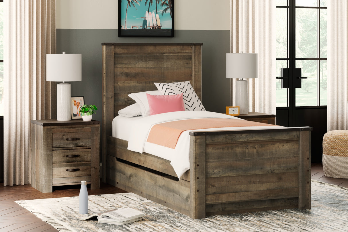 Trinell Brown Twin Storage Platform Bed with 1 Large Drawer from Ashley Furniture - Luna Furniture