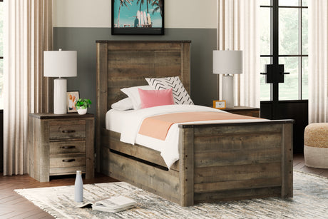 Trinell Brown Twin Storage Platform Bed with 1 Large Drawer from Ashley Furniture - Luna Furniture