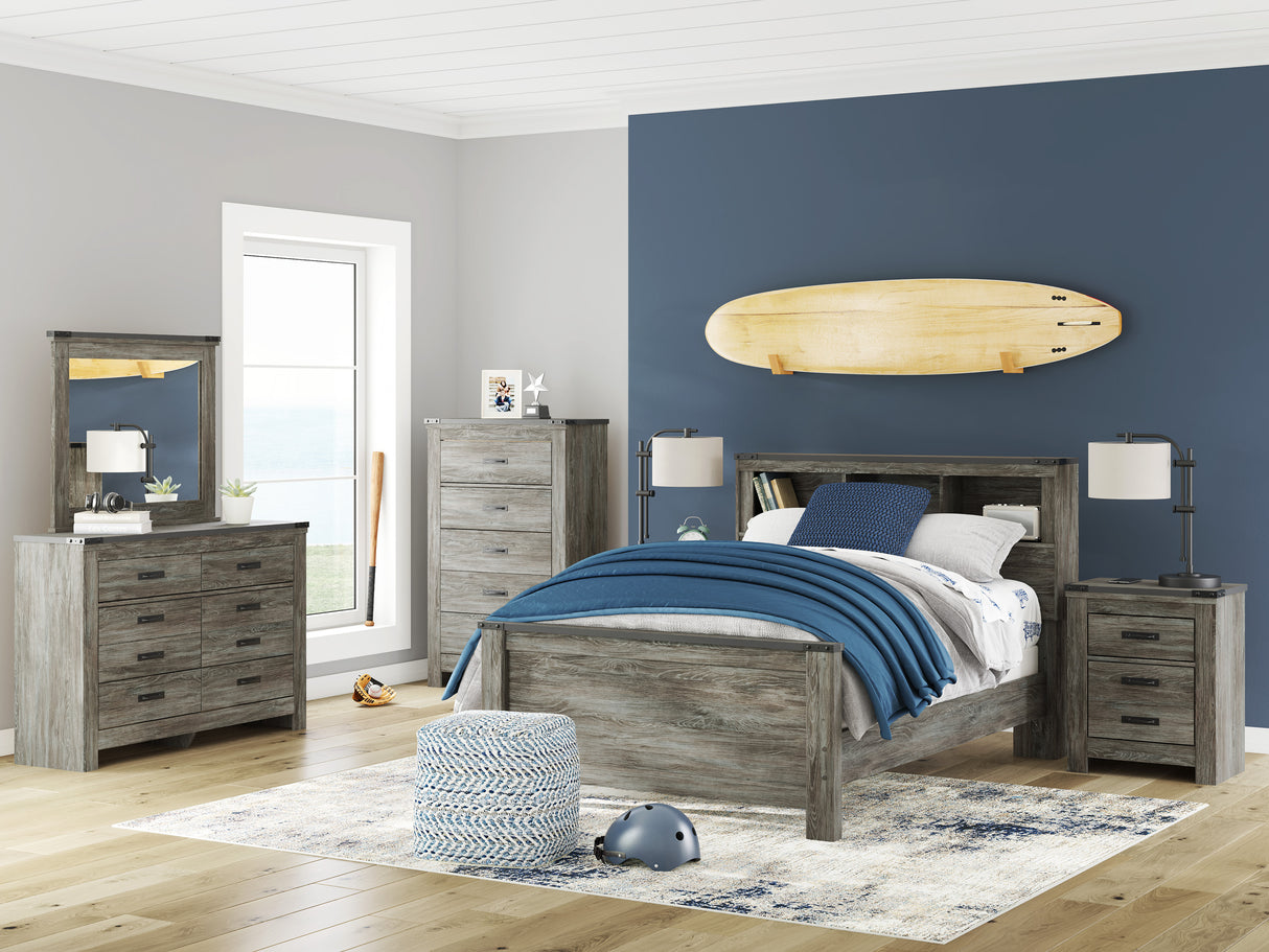 Frandern Black/Gray Youth Bookcase Panel Bedroom Set from Ashley - Luna Furniture