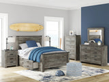 Frandern Black/Gray Youth Storage Platform Bedroom Set with 2 Drawers