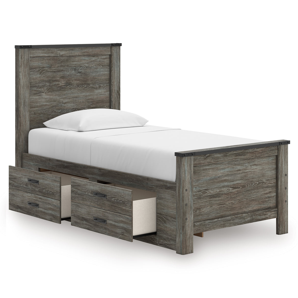 Frandern Black/Gray Twin Storage Platform Bed with 2 Drawers