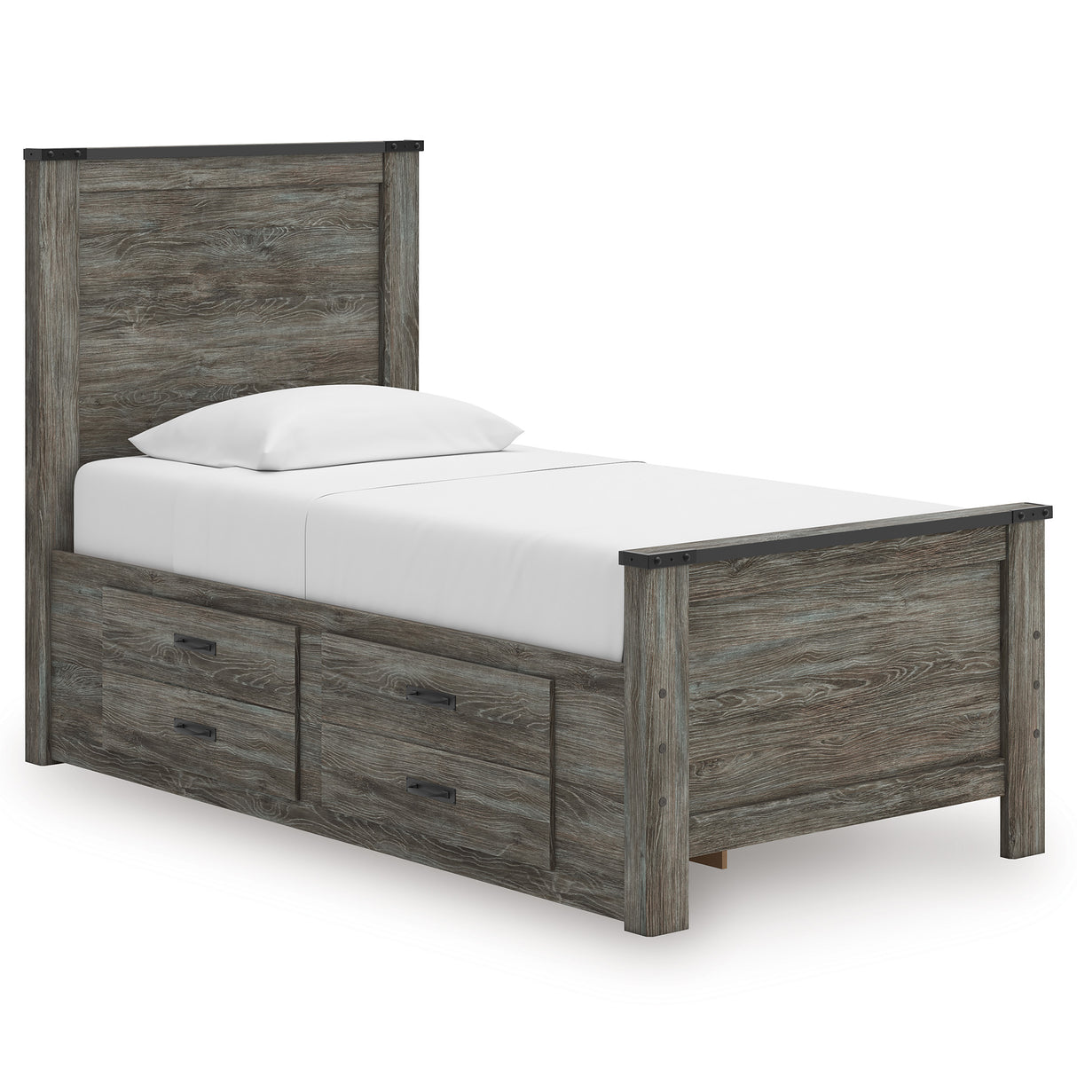 Frandern Black/Gray Twin Storage Platform Bed with 2 Drawers