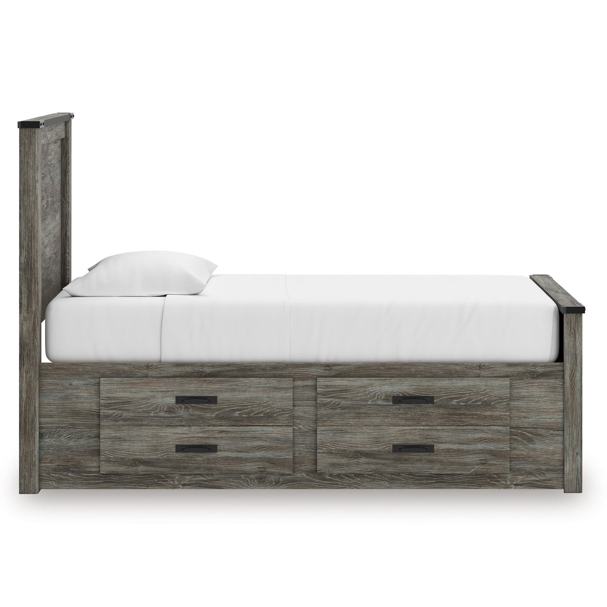 Frandern Black/Gray Twin Storage Platform Bed with 2 Drawers