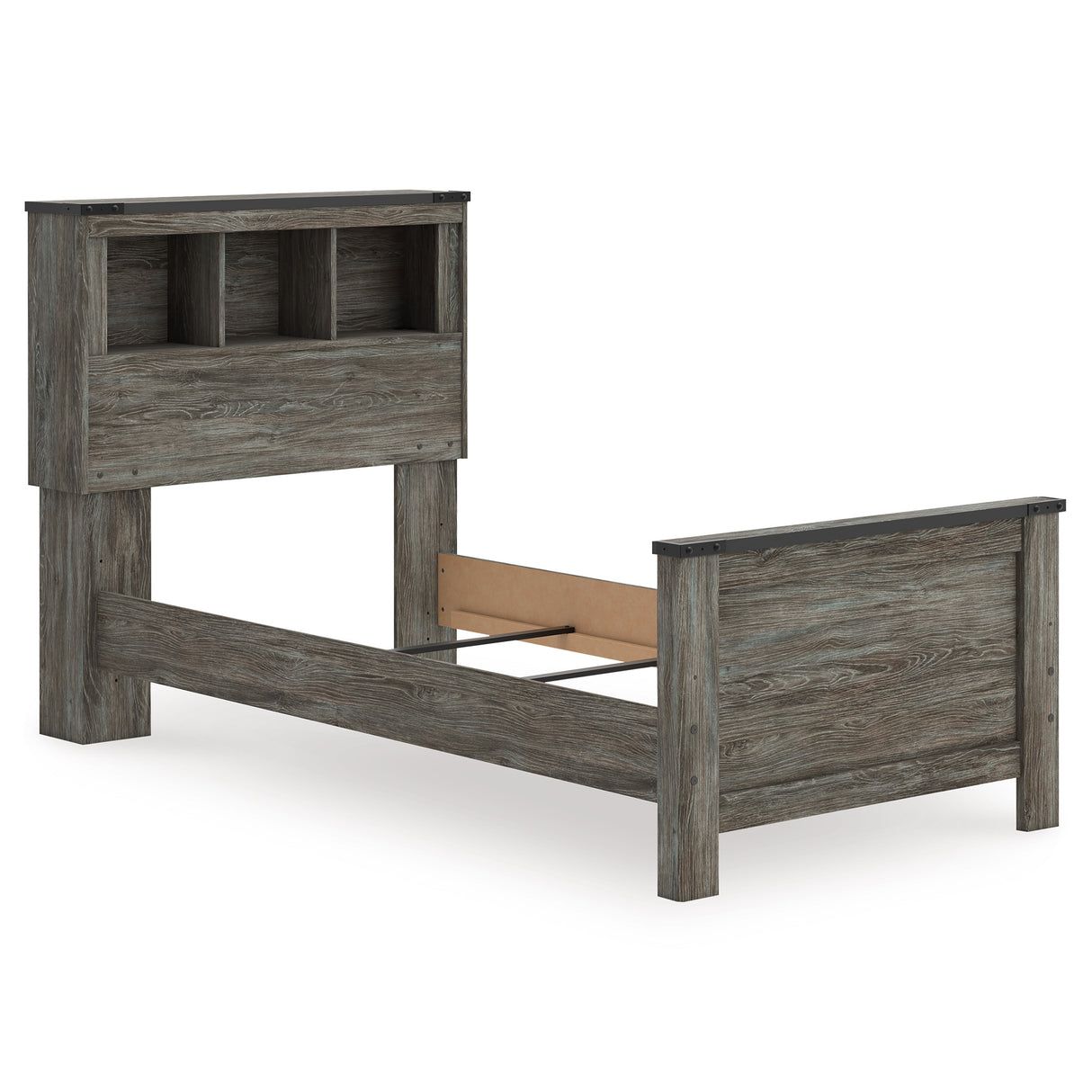 Frandern Black/Gray Twin Bookcase Panel Bed