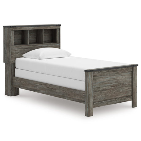 Frandern Black/Gray Twin Bookcase Panel Bed from Ashley - Luna Furniture