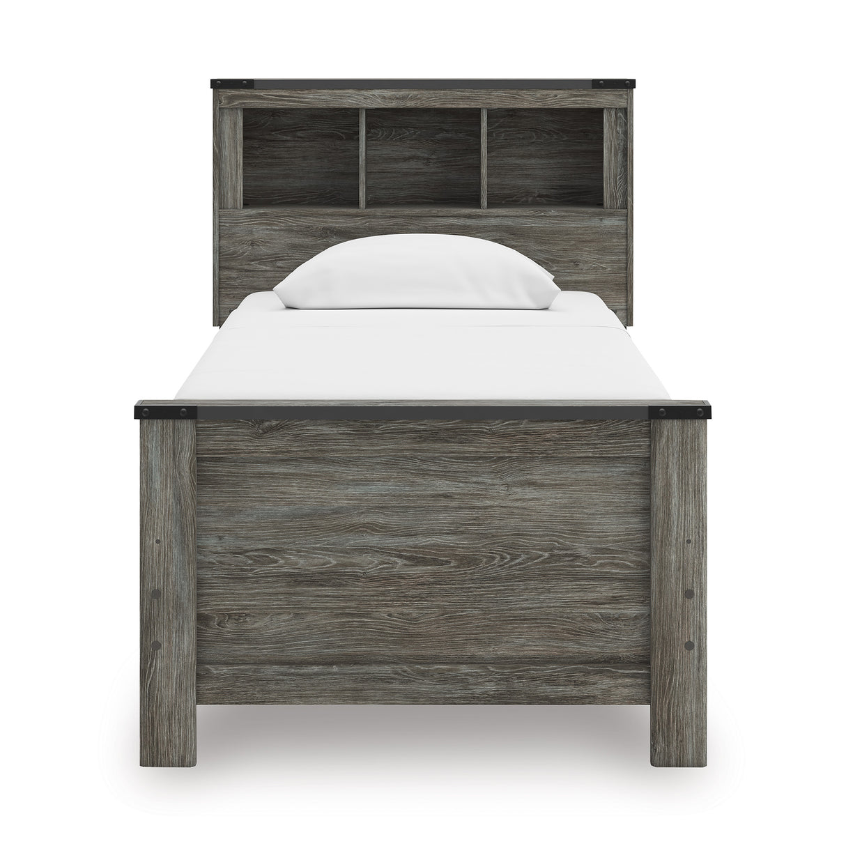 Frandern Black/Gray Twin Bookcase Panel Bed
