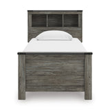 Frandern Black/Gray Twin Bookcase Panel Bed