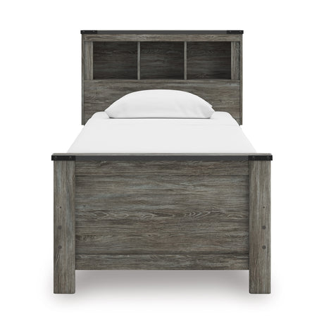 Frandern Black/Gray Twin Bookcase Panel Bed from Ashley - Luna Furniture