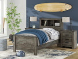 Frandern Black/Gray Twin Bookcase Panel Bed