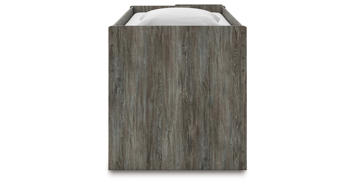 Frandern Gray Twin Loft Bed with Bookcase Storage from Ashley Furniture - Luna Furniture