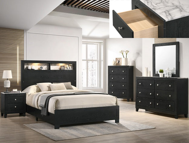 Cadence Black Queen LED Panel Bed from Crown Mark - Luna Furniture