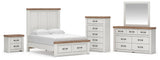 Savonport White/Brown Full Panel Storage Bed, Dresser, Mirror and Chest with Nightstand from Ashley - Luna Furniture