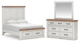 Savonport White/Brown Full Panel Storage Bed, Dresser and Mirror from Ashley - Luna Furniture