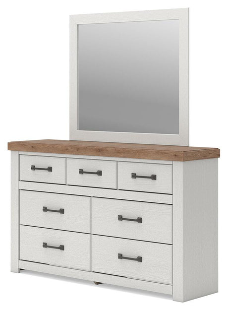 Savonport White/Brown Dresser and Mirror from Ashley - Luna Furniture