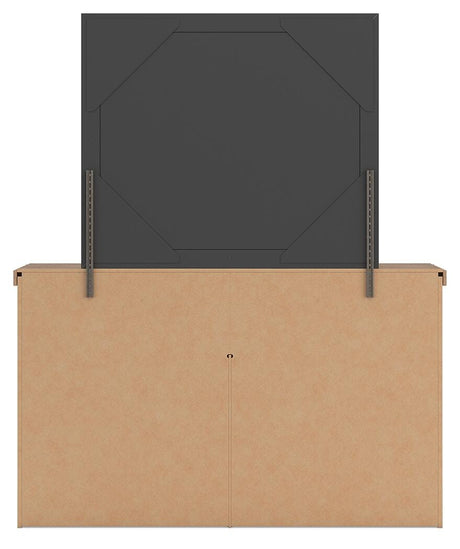 Savonport White/Brown King Panel Storage Bed, Dresser, Mirror and Nightstand from Ashley - Luna Furniture