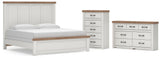 Savonport White/Brown King Panel Bed, Dresser and Chest from Ashley - Luna Furniture
