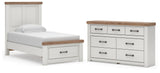 Savonport White/Brown Twin Panel Storage Bed with Dresser from Ashley - Luna Furniture