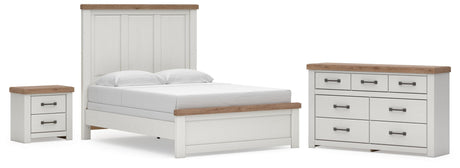 Savonport White/Brown Queen Panel Bed, Dresser and Nightstand from Ashley - Luna Furniture