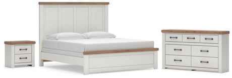 Savonport White/Brown King Panel Bed, Dresser and Nightstand from Ashley - Luna Furniture